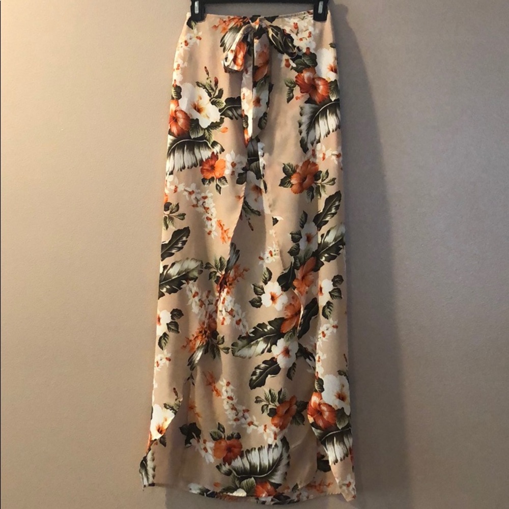 Floral maxi shirt with matching crop top
